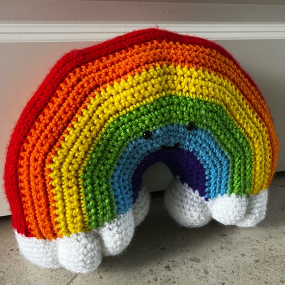 Hand Crocheted Happy Little Rainbow Pillow Plushie! - Picture 14 of 15